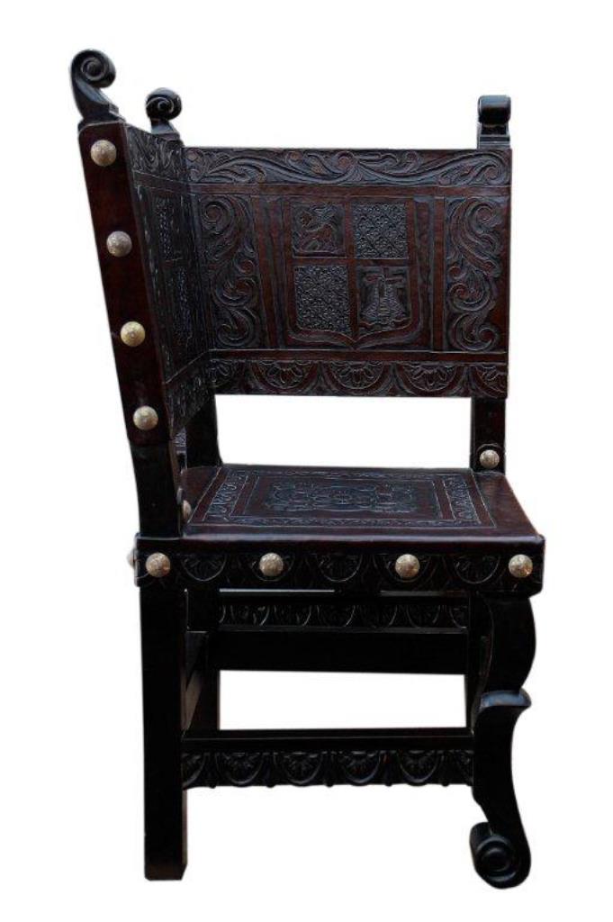 Hand Tooled Leather Corner chair, made in Peru
