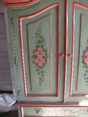 French Country Armoire rose detail