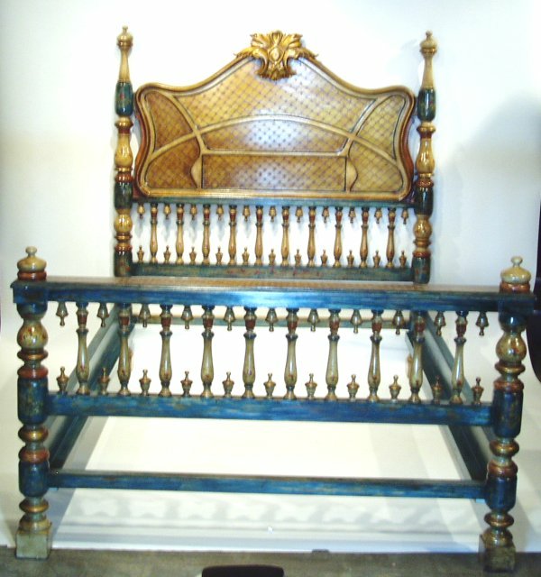 Old Spanish Style hand painted bed Sevilla bed